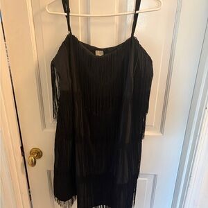 a new day Black Fringe Cami Dress with Spaghetti Straps